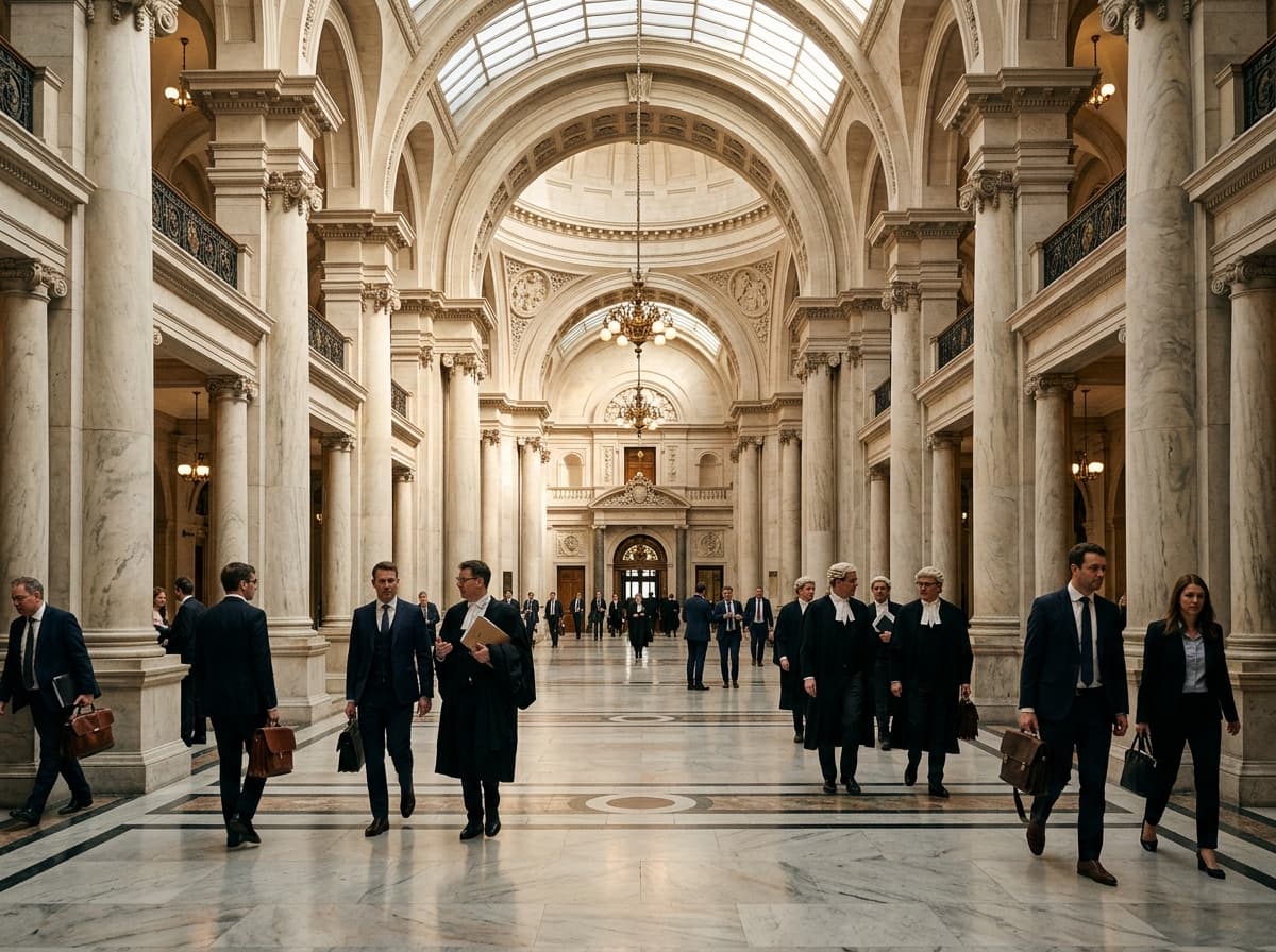 Advocates and legal counsel in national appellate judicial forum corridor